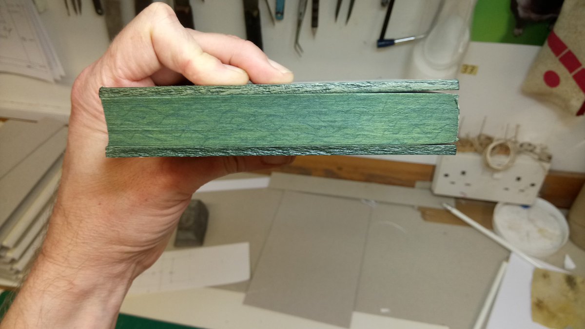 HighdownBindery's tweet photo. Stage 2 of #TheSecretDeep, edge colouring. Here are a few pics of the finished result of @LindsayGalvin 's design binding edge colouring. #Highdownbindery #HBDB #bookbinding #handmade #books https://t.co/EEO5GUuBCU