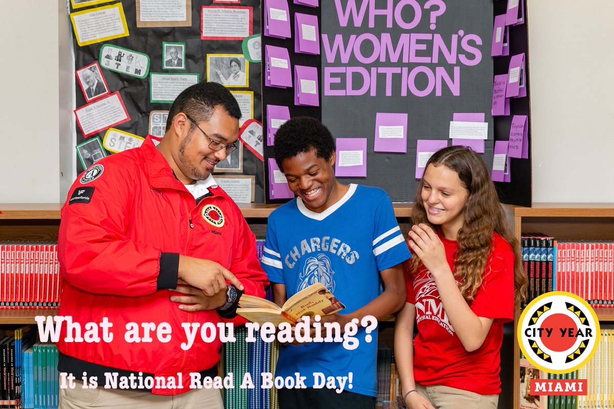 CityYearMiami's tweet photo. It is #NationalReadABookDay! What are you reading right now? π π #MakeReadingHappen #CYMiami https://t.co/NSA8XAjLB0