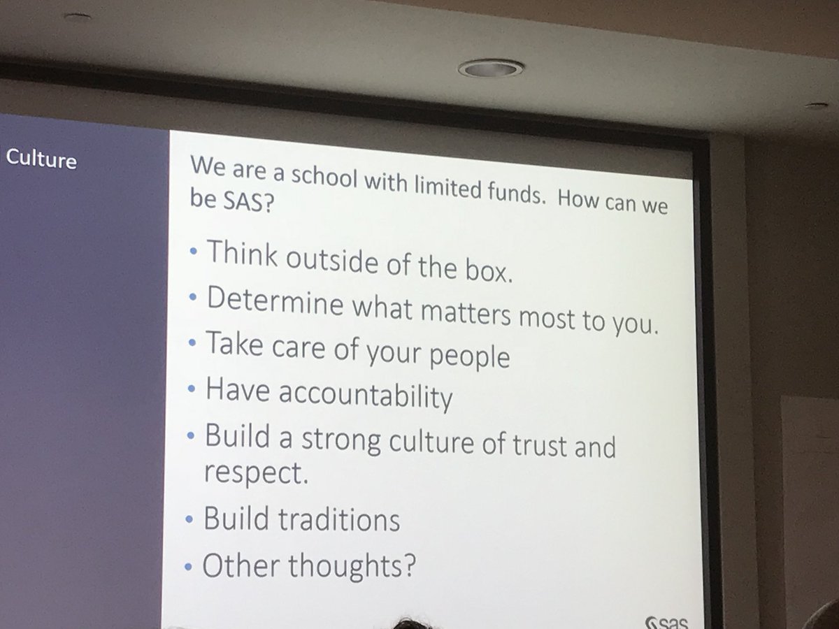 coach_bjones's tweet photo. A great session this morning in @NCPrincipals #DLP with @jenniferbell926 from SAS on culture and leadership! Love that not being in a box is at the top of the list! #CHSInnovation #CHSFlex #CometConnection #CometsALLin https://t.co/Ju3A6Yjpy9