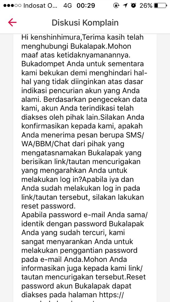 gham_brips's tweet photo. @BukaBantuan Yg saya harapkan bkn jwb an sistem seperti ini tpi apa tanggungjwb bukalapak sbgai pemilik aplikasi.saya tdk pernah membuka link apapun apalgi memasukan password saya.bahkan saya blm membuka aplikasi bukalapak saya semenjak mengisi saldo sampai ada notif uang saya hilang. https://t.co/hIwYAZo3VP