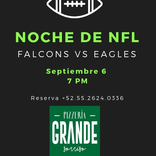 Aquí comienza la temporada de la NFL.
El kickoff es a las 19:20 h. 🍕🏈✨
Los esperamos!!