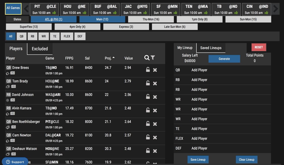 FantasyAlarm's tweet photo. #FANation We have so many new features we made a Lineup Generator Tutorial Video from @FantasyAlarm President @RickWolf1
https://t.co/jEWrhrJ7mX
#LineupOptimizer #DFS #Stacks #Algorithm includes over 30 different metrics including expert analysis from @rotobuzzguy and #FAmily https://t.co/4PwtXAdkq0