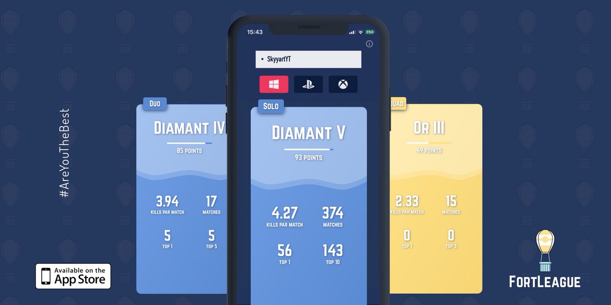 FortLeagueApp's tweet photo. @Skyyart Hey @Skyyart tu peux suivre l’évolution de ton classement en nous rejoignant @FortLeagueApp #fortnite https://t.co/pLMDVm2v1m