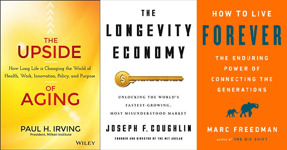 MIAging's tweet image. Happy #ReadABookDay everyone! We recommend a few books on the future of #Aging:

The Upside to Aging (2014) - Paul Irving
The Longevity Economy (2017) - @josephcoughlin 
How to Live Forever (available November 2018) - @marc_freedman