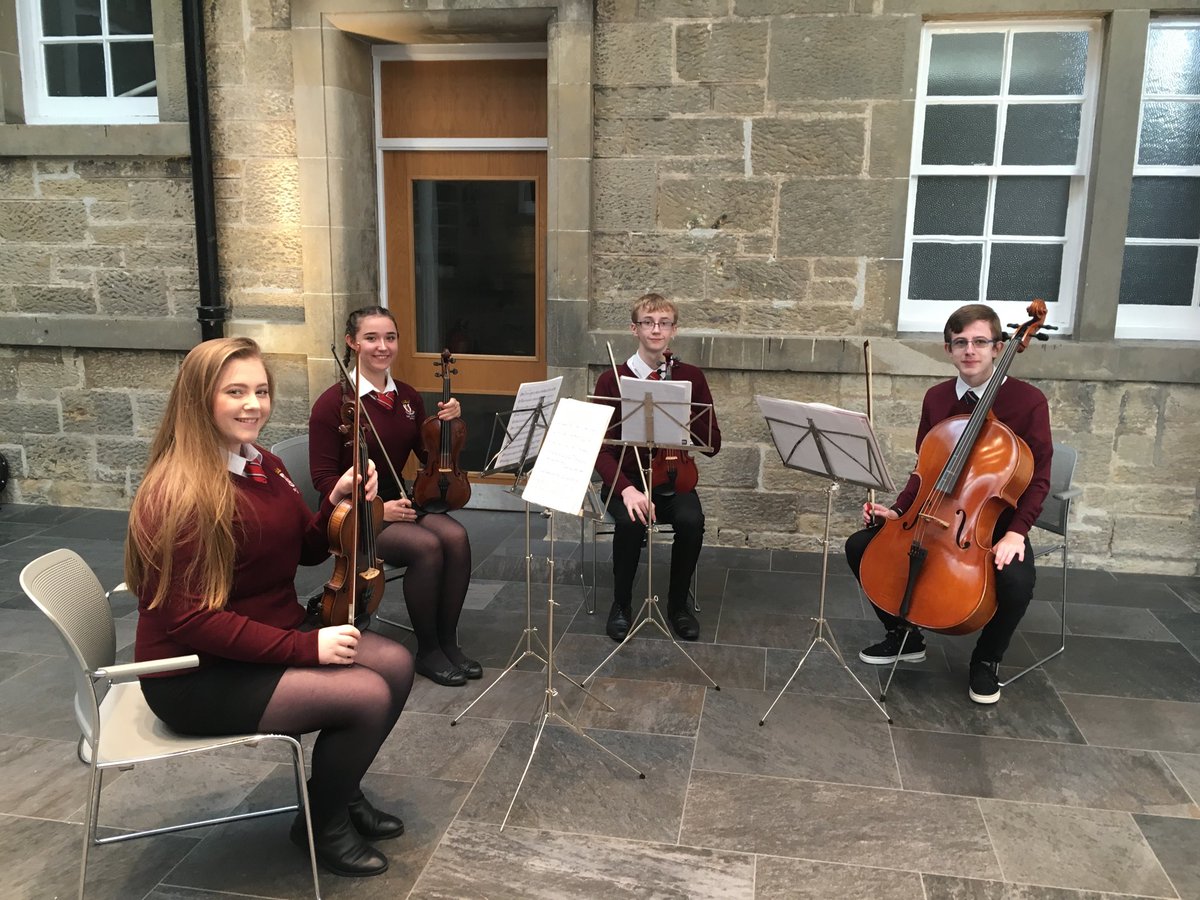 Elgin Academy String Quartet, performing at Moray College. Looking forward to some beautiful playing 🎵🎻🎶
