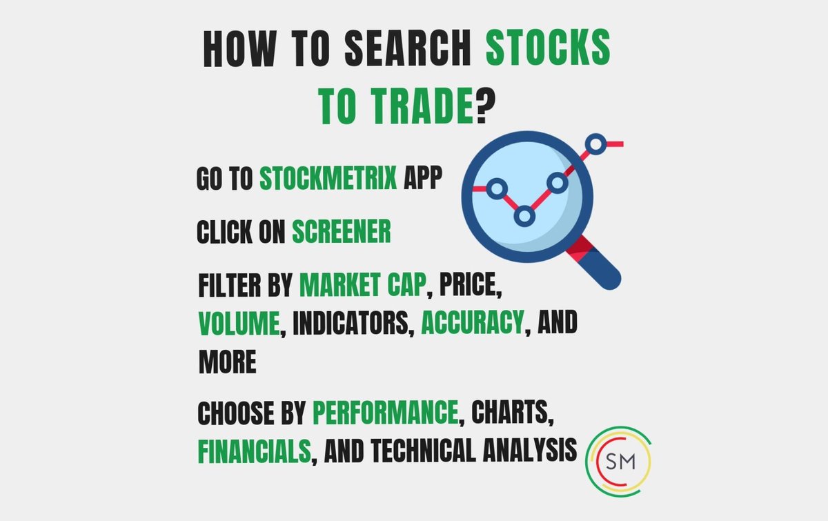 StockMetrixApp's tweet photo. How to search stocks to trade?
Just use the screener!
#stocks #screener #stockmarket https://t.co/N65yumXsGe