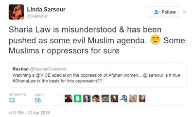 Linda has long been known to not only whitewash shariah, but enthusiastically support it while trampling on the most vulnerable women in the world living under it.