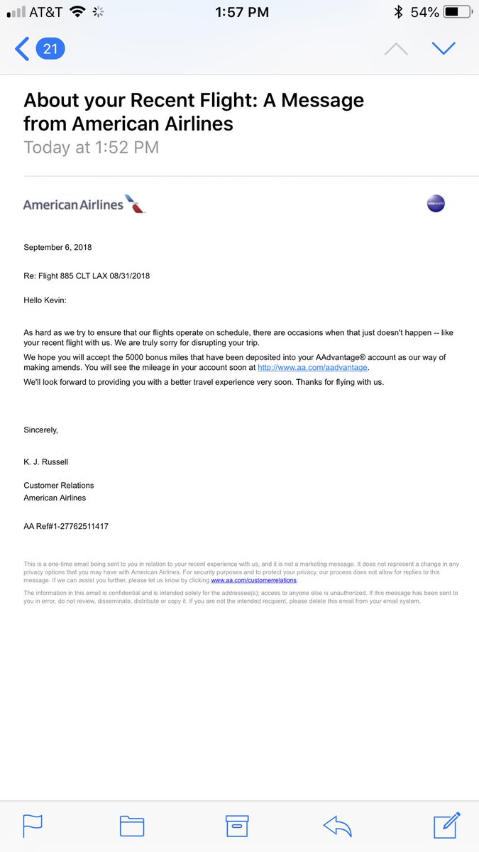 KevinSambells's tweet photo. @AmeriAirSux I didn’t even submit a complaint!  Hollaaaaaa!!!! https://t.co/UGqLu4lDad
