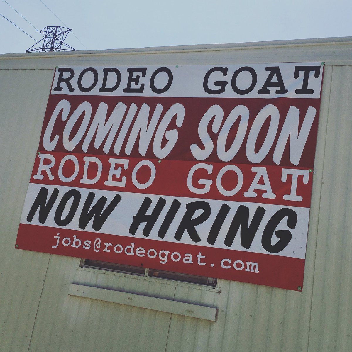 rodeogoatplano's tweet photo. We’re getting close!! Starting tomorrow, we’ll be on-site conducting interviews. Swing by Monday - Friday between 10 and 5 to apply. We’re located at the corner of Alma &amp; Plano Parkway! Just look for this nifty banner! https://t.co/AnMvUqndep