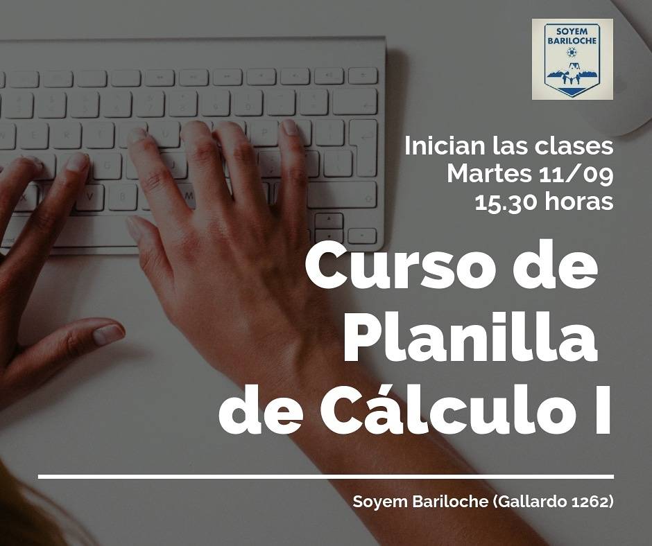 [Martes 11/09] INICIAN LAS CLASES DEL CURSO DE  PLANILLA DE CÁLCULO I 

El #Soyem #Bariloche anuncia el inicio de las clases del curso de Planilla de Cálculo I. + INFO 👉 bit.ly/2oNQpzn

#SoyMunicipal #Municipales #Capacitate #PlanillaDeCalculo