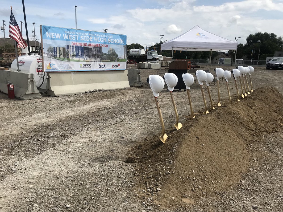 ShannonKantner's tweet image. The shovels are ready for the @CLEMetroSchools West Side High School groundbreaking ceremony and students can’t wait! #ThisisCLE