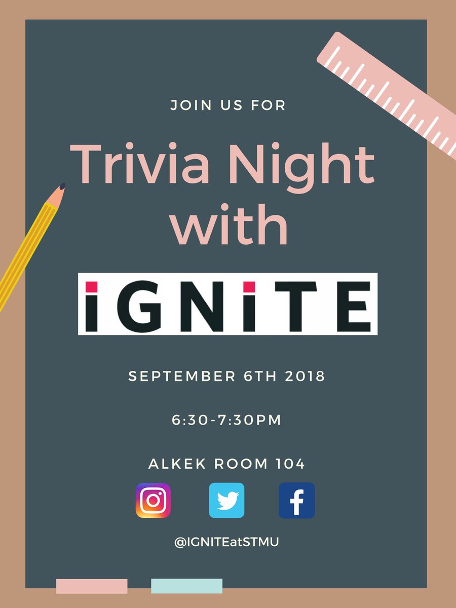 IGNITEatStMU's tweet image. Join us for Trivia Night tonight!!! 💗✏️