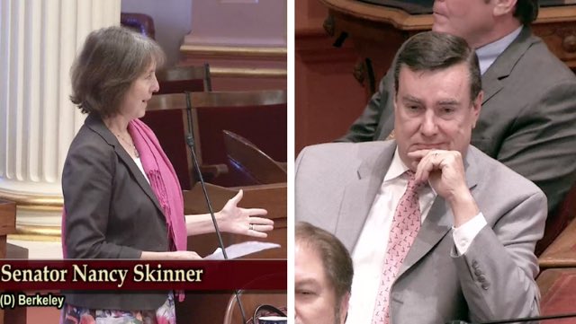 .<a href="/NancySkinnerCA/">Nancy Skinner</a>, I am shocked and disappointed that as someone who said you were proud of women in the State Capitol for working to stop sexual harassment that you would praise <a href="/JoelAndersonCA/">Supervisor Joel Anderson</a> who sexually harassed and threatened a woman. Shame on you! #TimesUp #MeToo