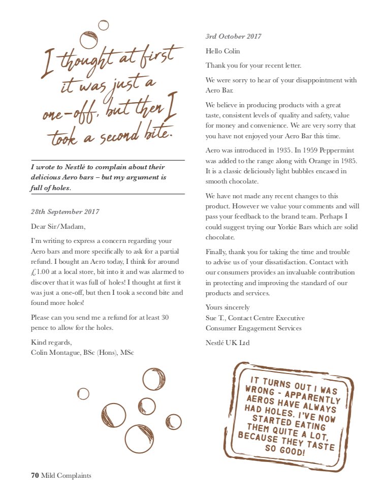 ElsonPhil's tweet photo. Thx so much @NestleUKI for your great reply to my alter ego Colin’s bizarre letter! You’re FANTASTIC! 🤗 My letter and your response (and many others like it) are in my latest book, “Colin’s Correspondence: Humorous Letters to Companies &amp; Institutions” on Amazon. https://t.co/gooevLuphl