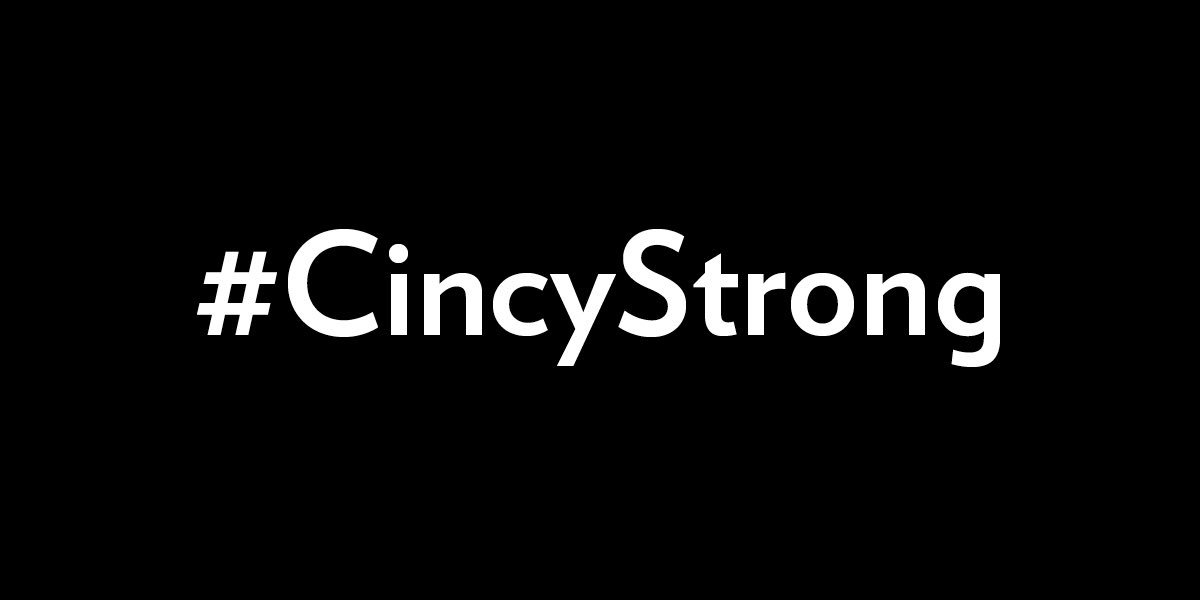 GoBEARCATS's tweet photo. Our thoughts are with those affected by this morning’s events. This day &amp; every day, we are proud to represent our great city.

We are #CincyStrong. https://t.co/LvvfMnhdy8
