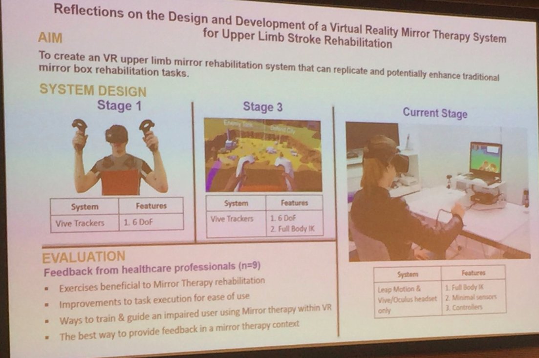 nxtstop1's tweet photo. DAY 1:▶️ #ICDVRAT18
Using #VirtualReality to aid #stroke #rehabilitation ––––VR 'Mirror Therapy' System –– #StrokeRehab #Rehab #PTTech #RehabTech #SeriousGames
h/t @billbyrom https://t.co/NO6w4fwbgN