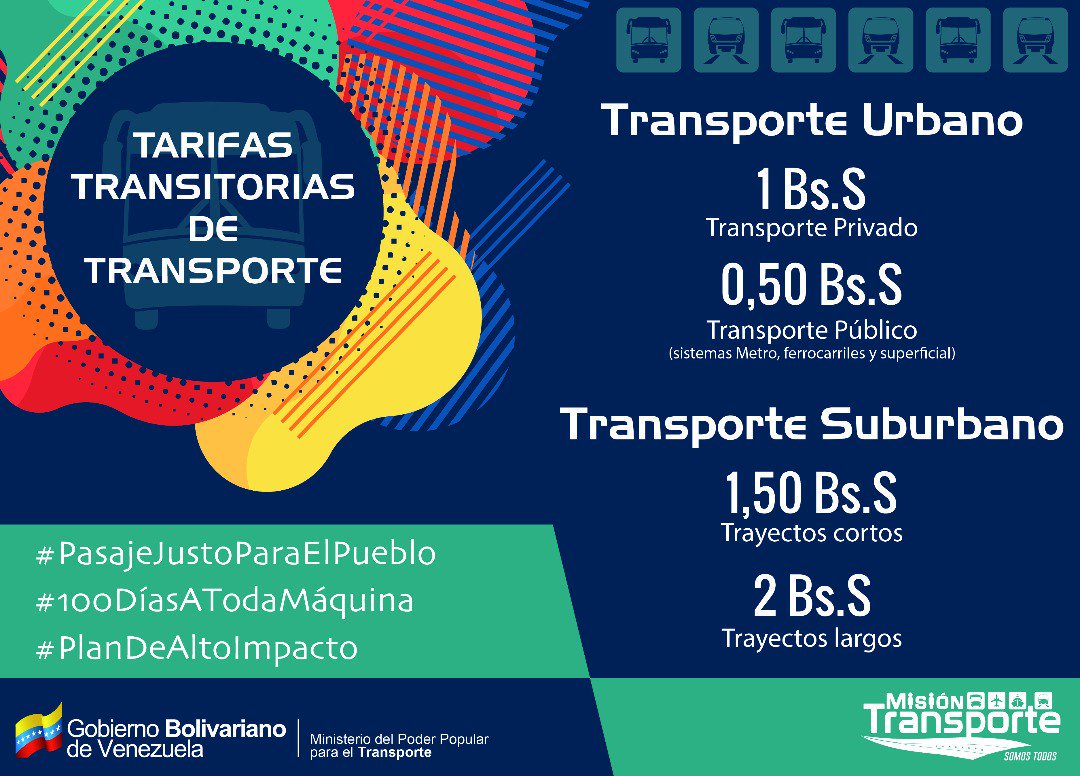 ivanrive3's tweet photo. Conoce las tarifas acordadas del servicio de transporte público y privado. @NicolasMaduro 

#PlanVueltaALaPatria 🏜️ https://t.co/ODRymJ6KDB