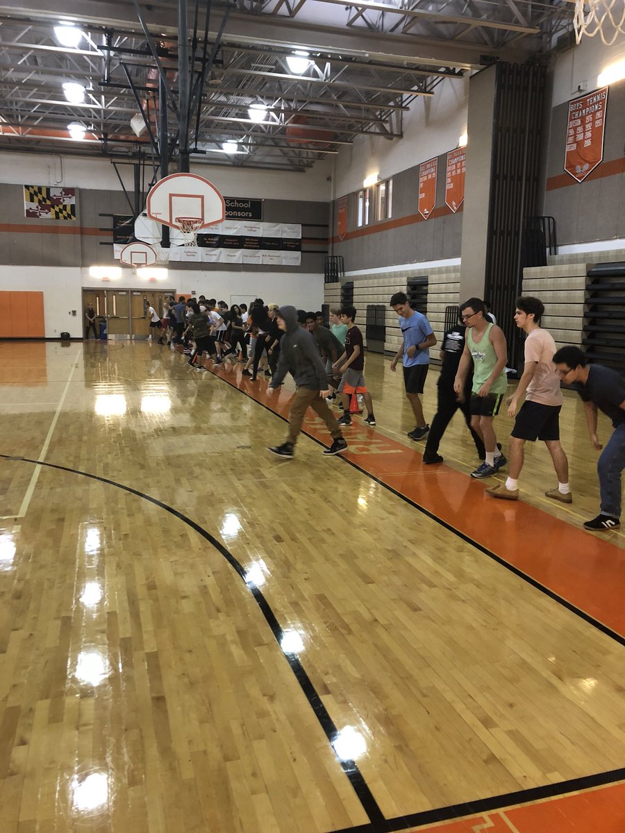 P.E. Classes performing baseline Pacer test to help work on their fitness goals <a href="/pe_rockville/">RockvillePE</a>