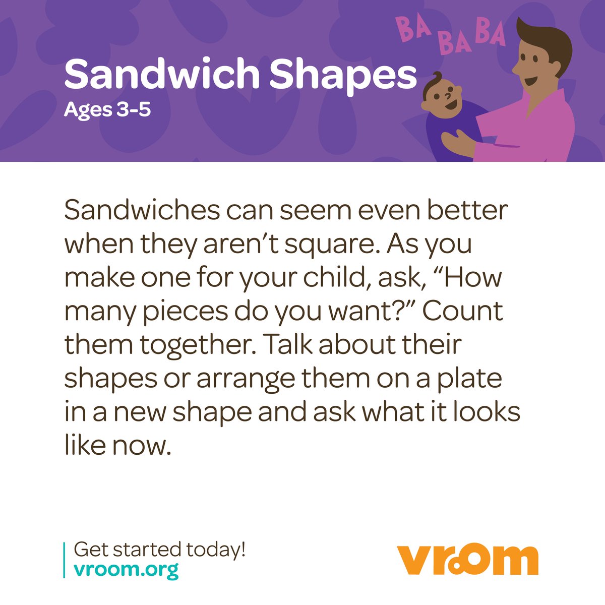 joinvroom's tweet photo. Meal time can be math time with this #VroomTip. When you cut up your child's food and then count the pieces together, you're helping them be creative and make math connections with everyday items. #EarlyLearning #STEM #KidMath https://t.co/C4guy9woQD