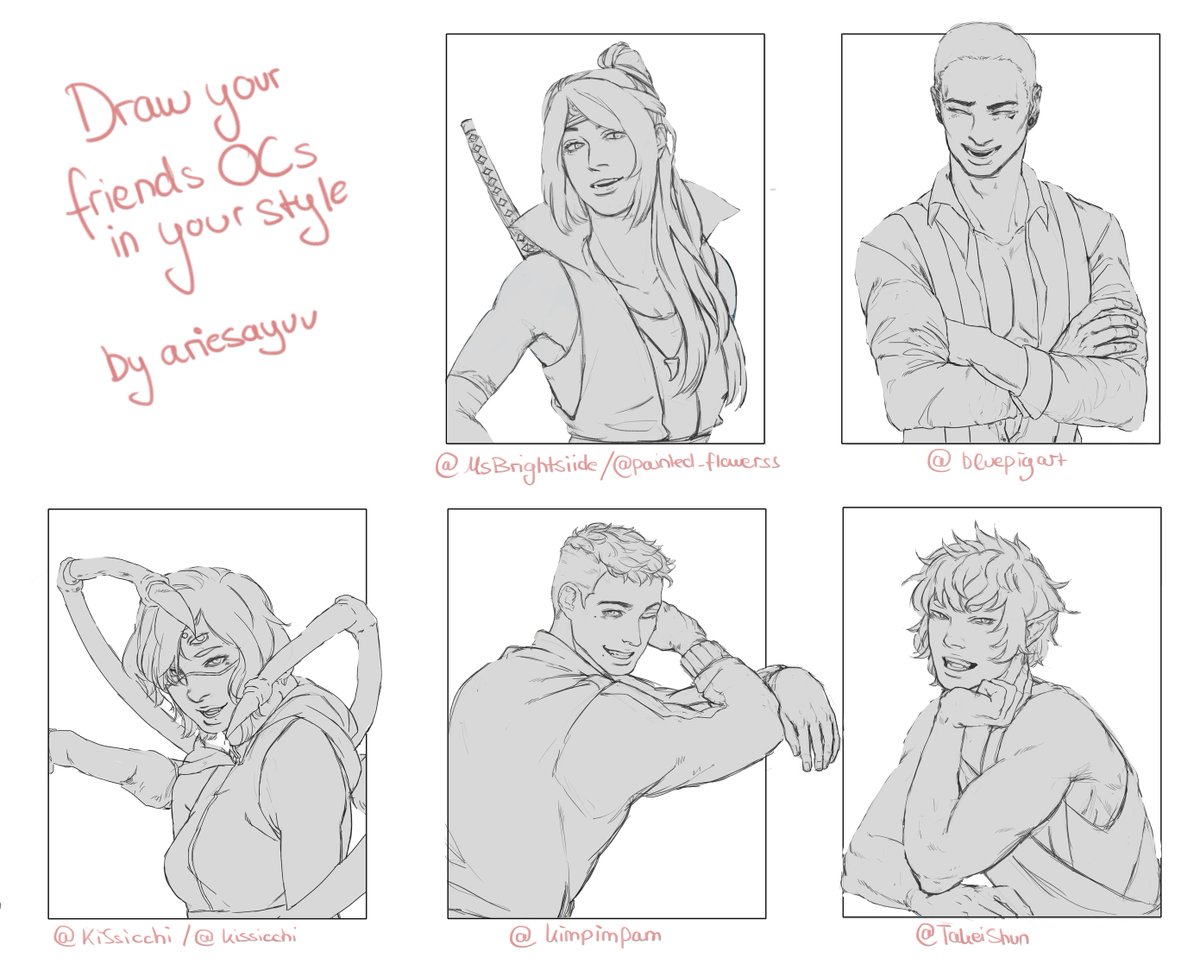 Drew my friends ocs!! (Only took 10 years to finish ?) I hope I did your kids justice, they all are so lovely!?