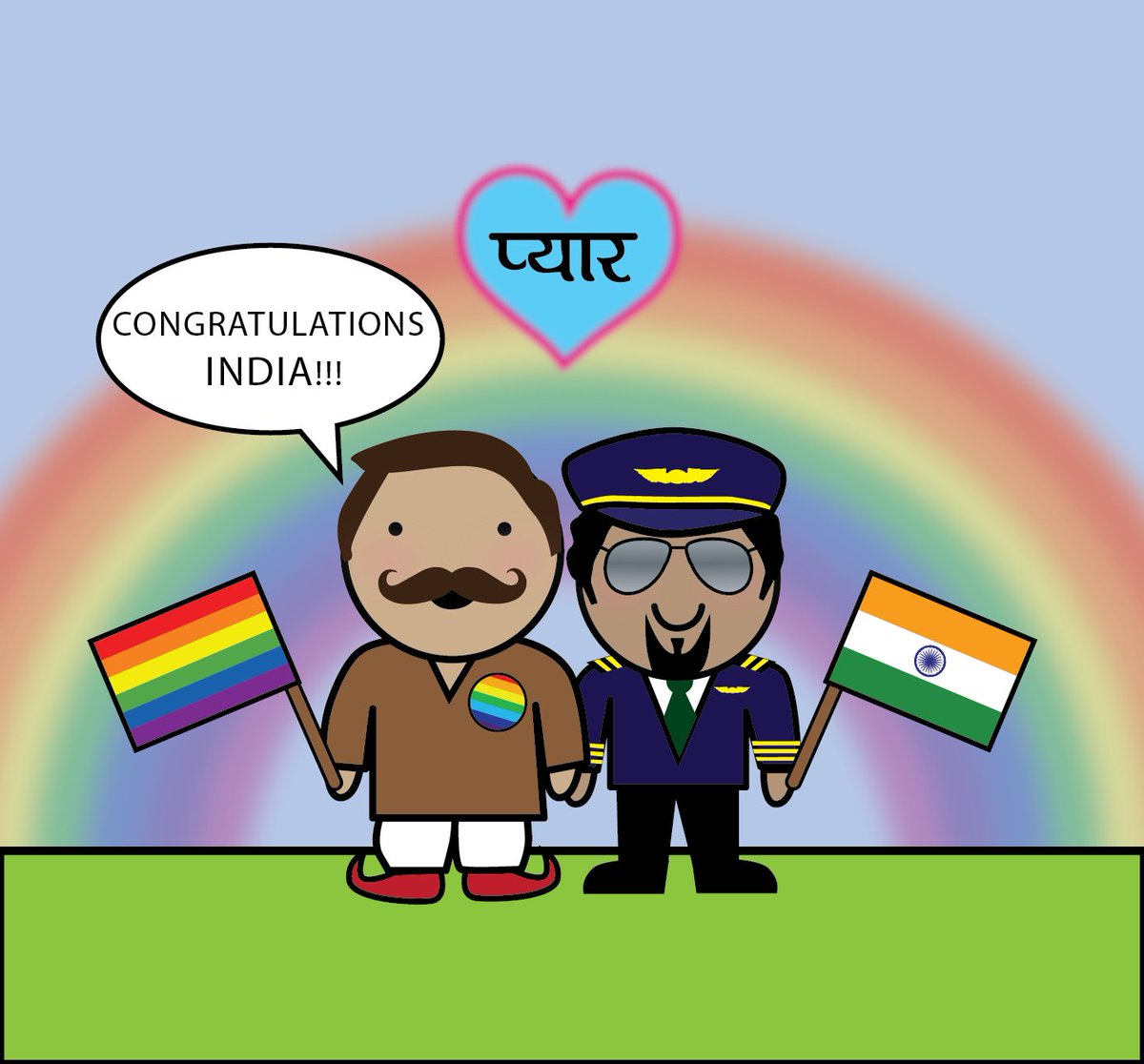 NiceMangos's tweet photo. On this Historic day in India, I have a very special message from @GayChacha &amp; Faheem - all of us are very thrilled with the news and hope it is one of many such steps to come 🏳️‍🌈🇮🇳❤️ https://t.co/GAk7r9owTW