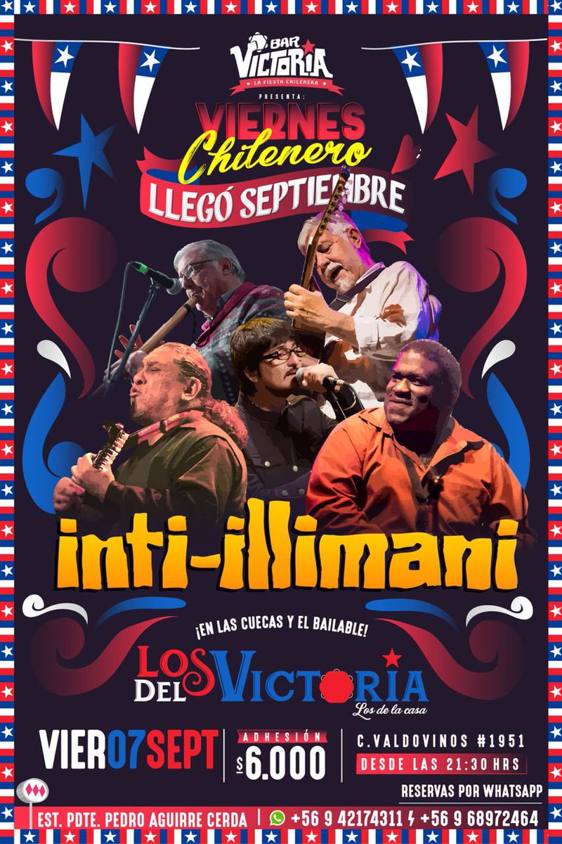 inti_illimani's tweet photo. Muchos nos preguntaron... Y cuándo en Santiago???
Mañana mismo!!!
En el @_barvictoria 
Ahí nos vemos!!! https://t.co/99gvSPanHH