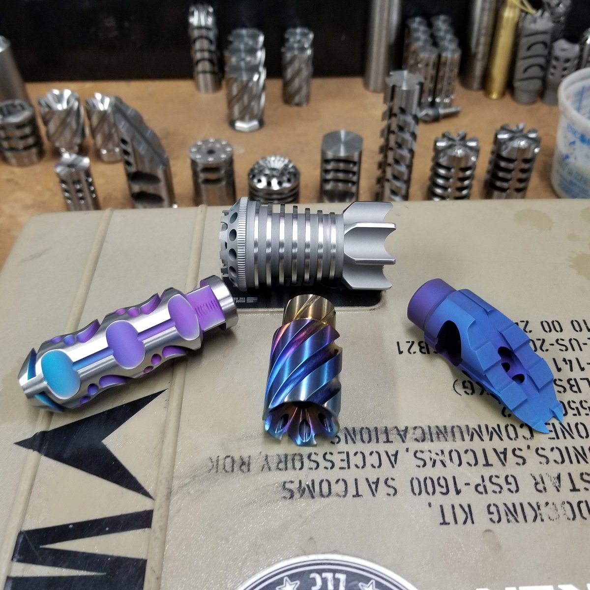 TacAdvanArmory's tweet photo. When your anodizing game is on point... #TiCamo #TiMuzzleBrake #muzzlebrake #titanium #ar15 #ar15build #ar15porn #gun #guns #gunporn #follow #awesome #look #madeinamerica #madeinusa #merica #murica #freedom #2a #2ndamendment #supportsmallbusiness #colorful #style #swag #unique https://t.co/1INM5DnXJr