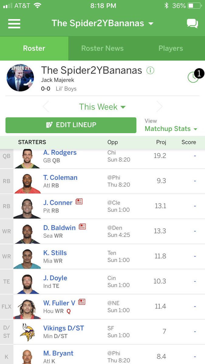 spider2_the's tweet photo. Your 🕷2️⃣Y🍌 starting lineup for week 1 https://t.co/Ep73UYO3I5