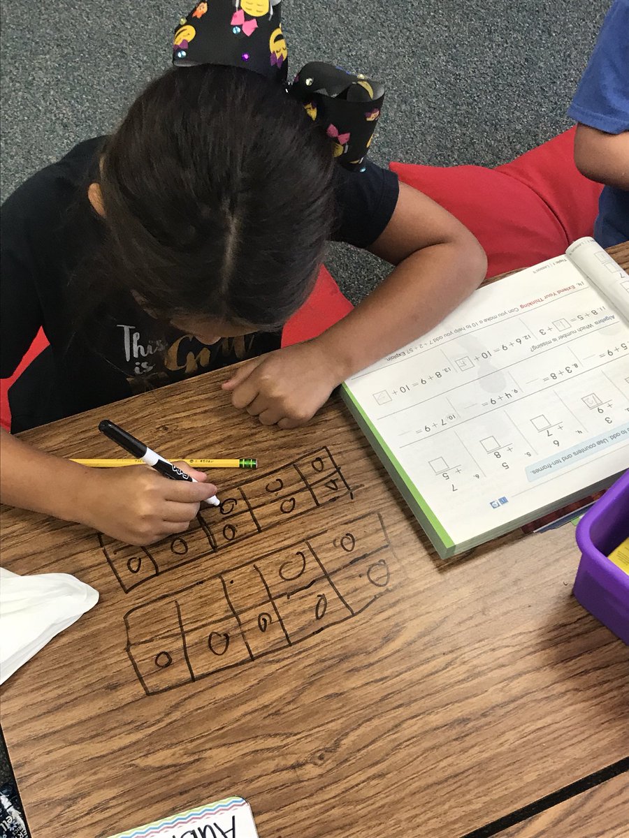 MrsMCommons's tweet photo. Today we learned how to “make a 10” to help with addition problems! The kiddos loved getting to draw on their desks. Anything to make learning fun! #codercats #commonsclass #growinggreatness https://t.co/WUzR8BojEG