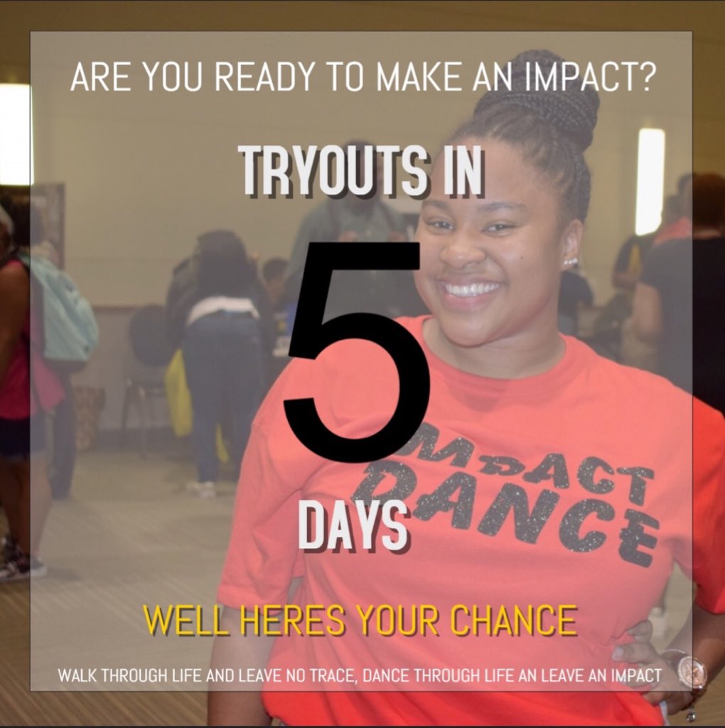 impactdance_'s tweet photo. The wait is now OVERRRRR! IMPACT Dance Ensemble is having our fall tryouts in 5 days! Canโt wait to see you all and all the dancing talent you all have yet to showcase! ๐๐พ๐บ๐พ #BSU22 #BSU21 #BSU20 #BSU19 #IMPACTdat #Makeone @impactdance_ https://t.co/tpRZOVlBeP