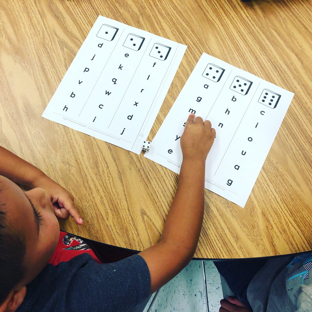 adaywithmsray's tweet photo. We were hard at work reviewing our letter sounds last week! This was such a fun and simple “game” for them to play! Students rolled the dice and then said the letter sounds in the corresponding column! https://t.co/tOFwqcVDEP