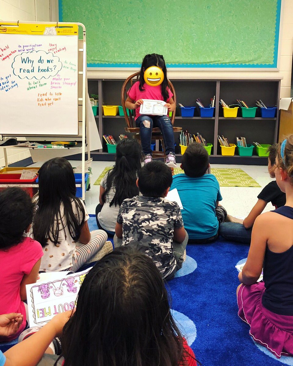 adaywithmsray's tweet photo. We finished our “All About Me” writing project/book! My students were so excited to “sit in the big chair” and share their writing with the class! https://t.co/t66pRC859K