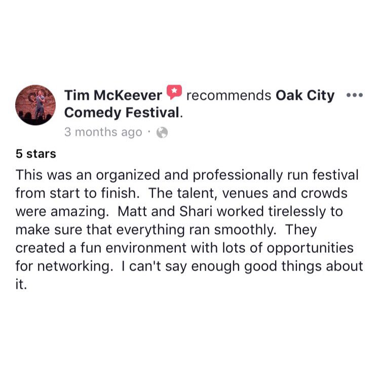 OakCityCom's tweet photo. Shout out to Tim McKeever for all the laughs at #OCCF2018! We hope you come back to Raleigh soon! Spread the word to your comedy buddies! We’re opening submissions soon for #OCCF2019! https://t.co/kWZIyl4HB5