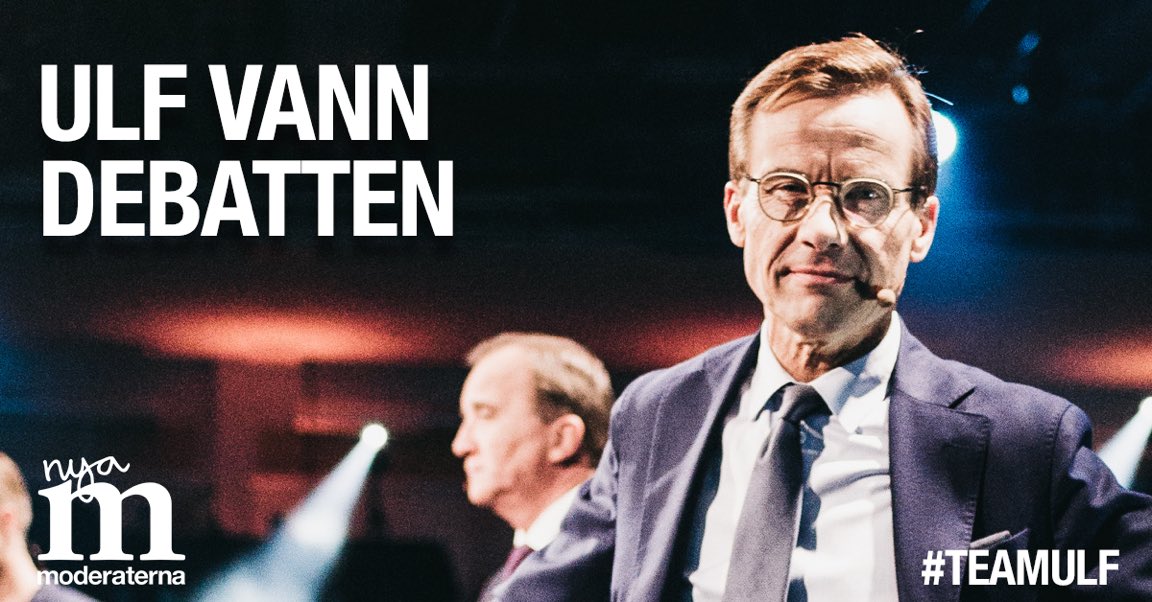 moderaterna's tweet photo. ULF VANN DEBATTEN - IGEN!
Tittarna gav högst betyg till Ulf Kristersson, när alla partiledare debatterade i TV4.
#teamulf https://t.co/27TjIuohVx