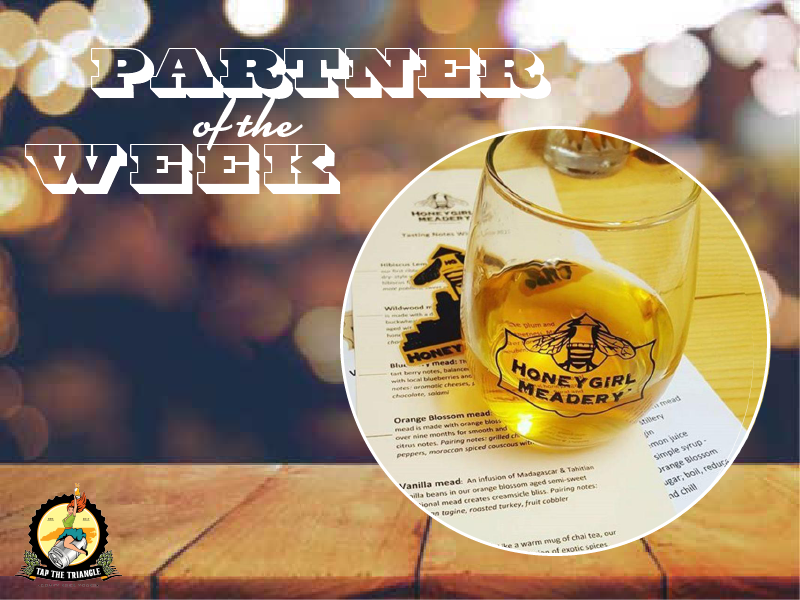 TapTheTriangle's tweet photo. #PartneroftheWeek
This week we're featuring @HoneygirlMead ! Honeygirl Meadery makes meads (honey wines) with seasonal fruits, flowers, herbs and honey. Check them out in Durham, NC 🌻🐝👍
https://t.co/LPSeUeQpnp 
#golocal #drinklocal #NCmead #honeybees https://t.co/cwSbN3RU2r