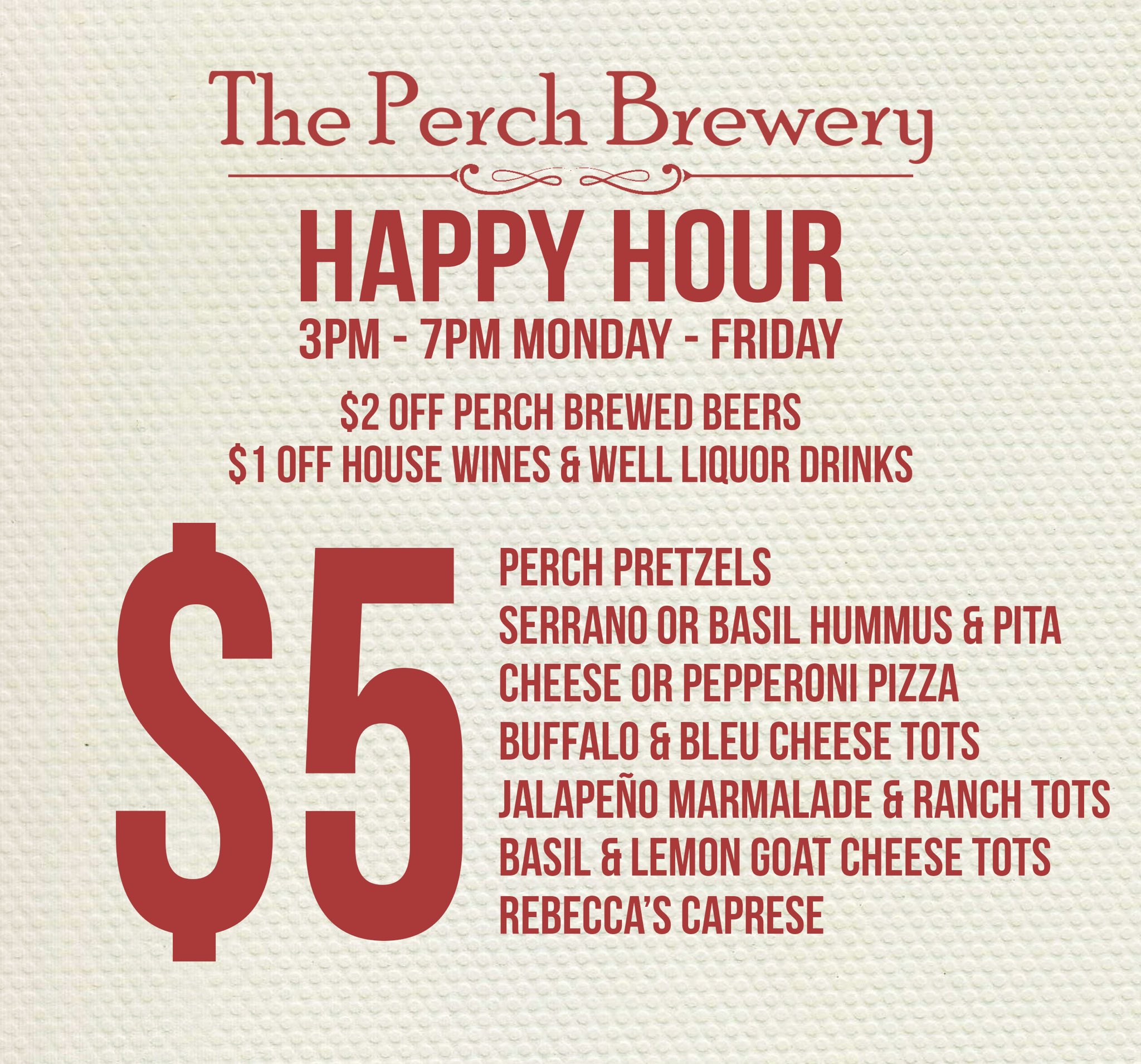 The on sale perch menu