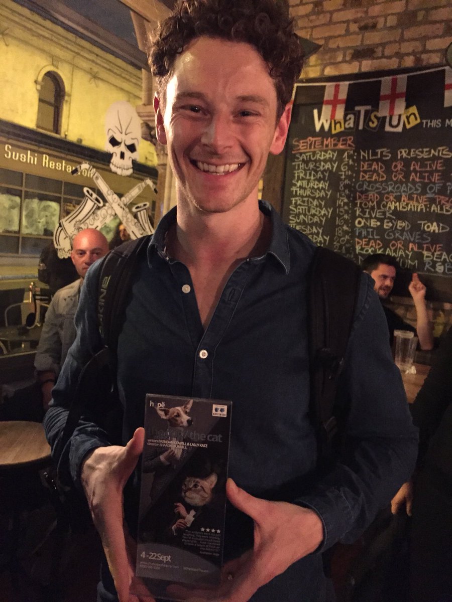 A very happy Producer AND Actor <a href="/tom_blackburne/">Thomas Blackburne</a> after tonight’s sold out Press Night of THE DOG / THE CAT. Running until 22 Sept.