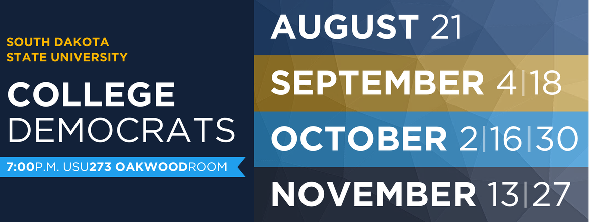 JackrabbitDems's tweet photo. Join us this fall semester on Tuesdays at 7:00 pm in the Oakwood Room (USU 273)! https://t.co/xfeWaEOjtu