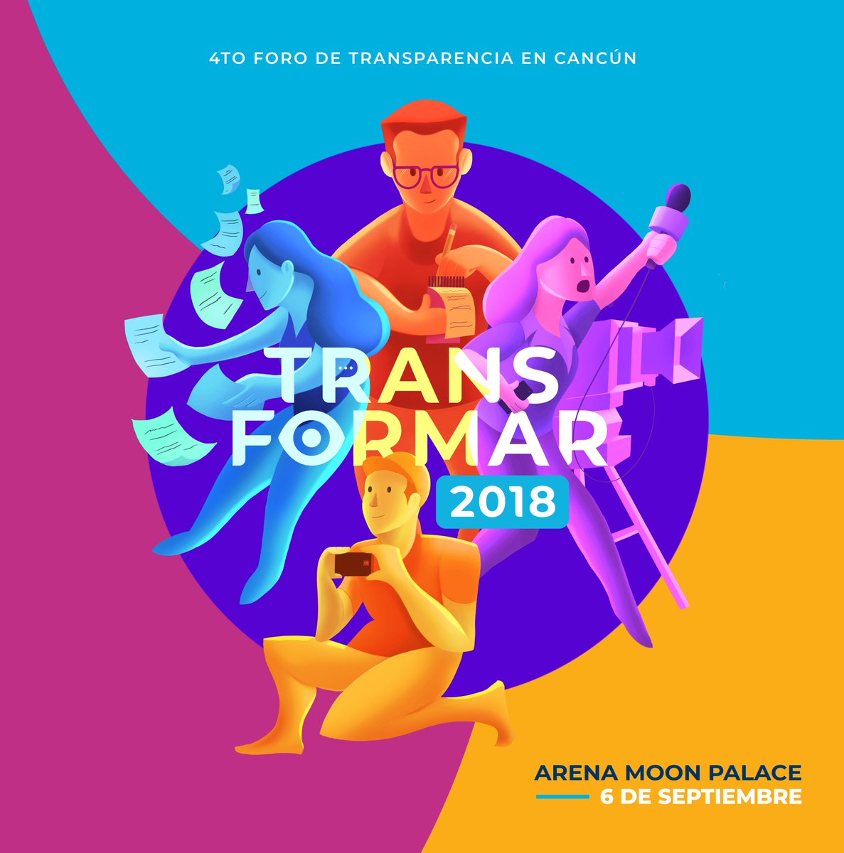 JimeMosqueda's tweet photo. Un enorme gustazo el poder haber trabajado la imagen de este año para #Transformar2018 en colaboración con @CxTransparencia y @spaceshiplabs :) #MenosFakeMásNews https://t.co/7n3TwYkz4E
