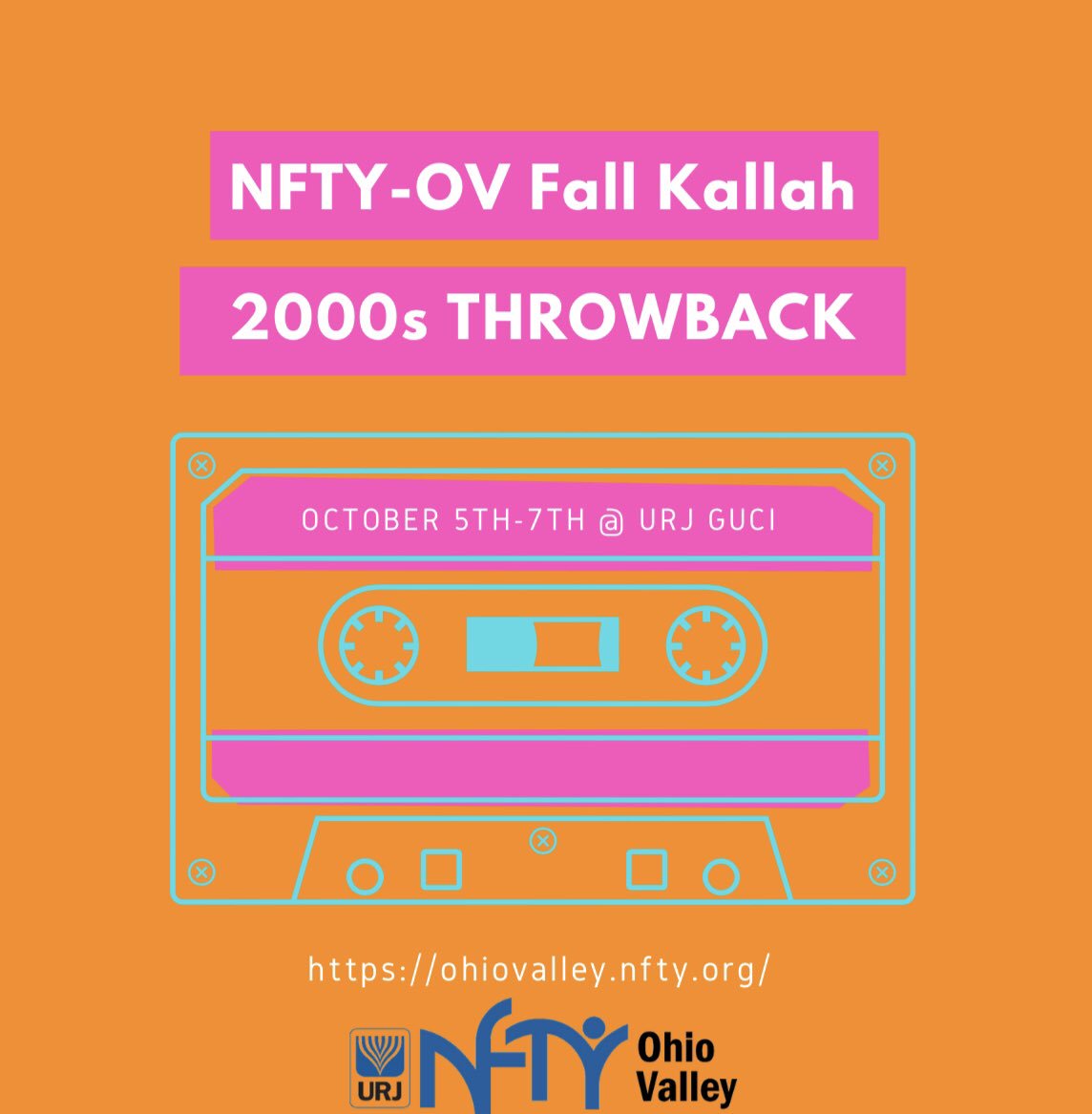 NFTYOV's tweet image. Fall Kallah 2018 theme reveal....

🤩☮️2000s THROWBACK! ☮️🤩

Come enjoy music, snacks, and countless other activities that will remind you of your childhood years. We can’t wait to see you all there. Regular registration is still open!
ohiovalley.nfty.org/event/nfty-ov-…