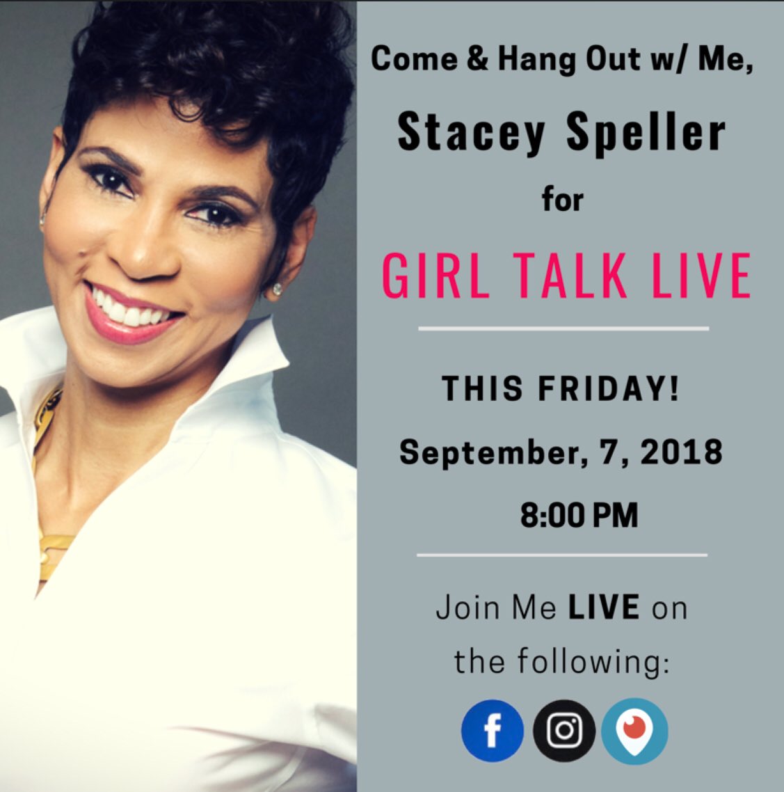 StaceySpeller's tweet photo. #Ladies I hope you’ll join me Tomorrow Night for GIRL TALK LIVE. I haven’t done this in a while, but many have been asking when the next one will be... Well, we‘re back tomorrow night (Fri, 9/7) @ 8:00 PM EST. Can’t wait to talk to you all. 💕 #StaceySaidIt #TheDesignerLife https://t.co/AmRg720YZ6