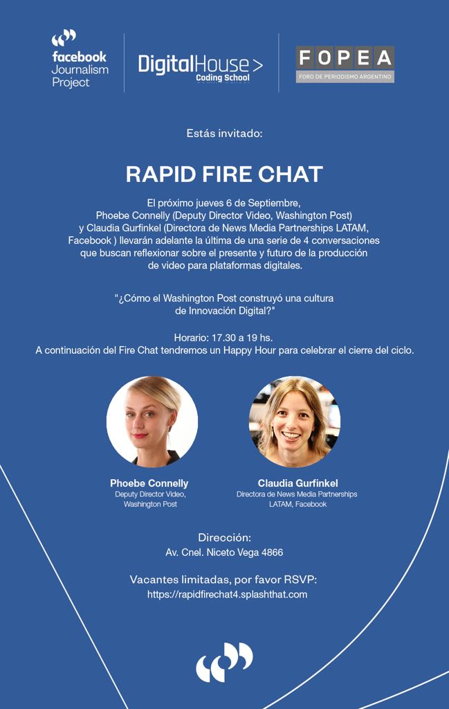 vanis's tweet image. Super gracias a #FacebookAr por sumar a @FOPEA como media partner en la difusión y convocatoria de las sesiones del rapid fire chat. Varios socios de nuestra organización además pudieron aprovechar las capacitaciones del #DVA2018 cc @julishama