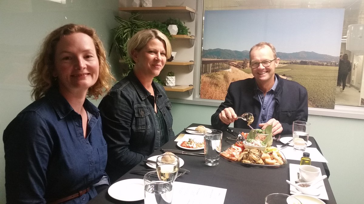 2018NZASM's tweet photo. It's a tough job, but someone had to do it.....Our Convenor and Social Committee at the tasting for the Gala Dinner menu @aucklandmuseum. Book your tickets during registration @ANZCA @TheNZSA #NZASM18 https://t.co/XqFKsM3rv9