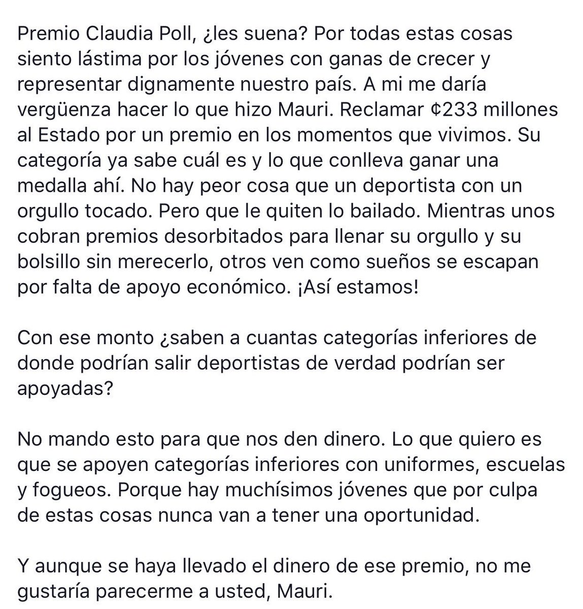 Realidad del deporte costarricense.