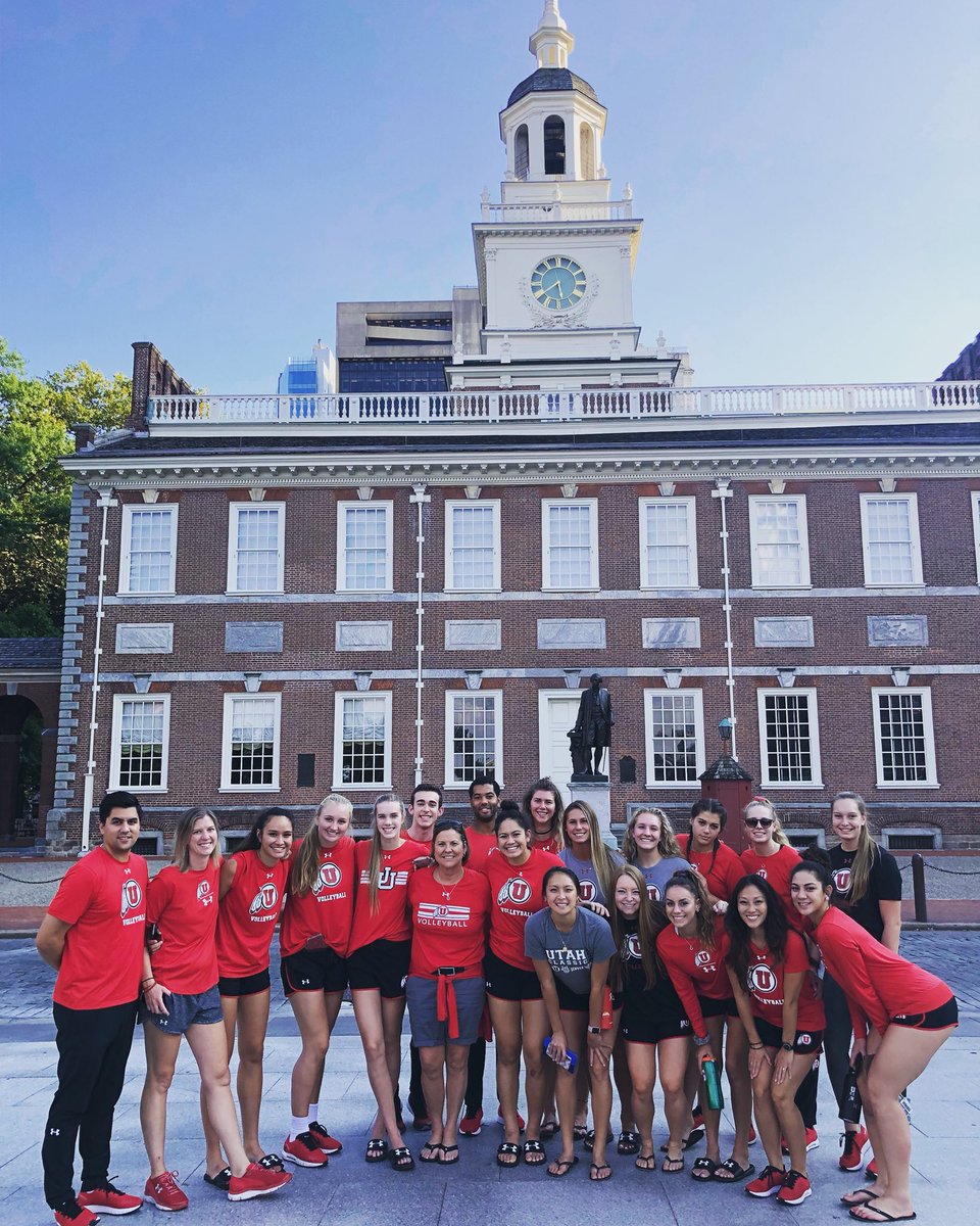 UtahVolleyball's tweet photo. Little bit of sight seeing before our tournament in Villanova!
#utahvb #independencehall #libertybell https://t.co/6A7qgeISI3