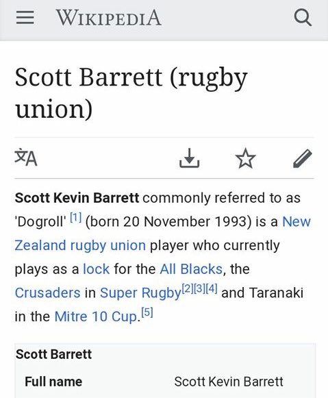 TheACCnz's tweet photo. Great to see Scott Barrett's Wikipedia page has been correctly updated... #Dogroll https://t.co/u3exVYCQIS