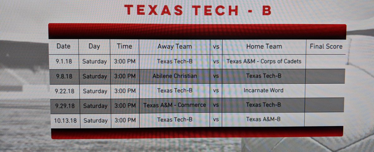 Here's the full schedule for the TTU Black team! Hope to see as much support home &amp; away as possible! #Wreckem ‼️