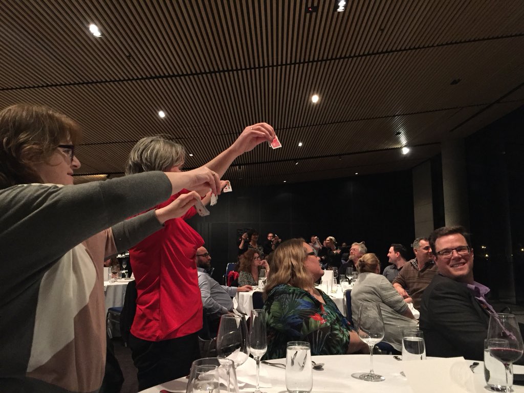 waperry's tweet photo. How did he do it? #magic at @VDCeduau #VDCTL18 Conference dinner last night, fantastic choice for entertainment with #magician Nick Kay https://t.co/ZSIbAKDTXM