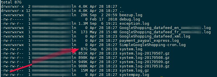 Progerance's tweet photo. -> 87Gb de log dans le /var du Magento lui-même....
Sacré Magento 1.x , tjs le mot pour rire 😂

#DiskFull #Oversize https://t.co/RB8v8L4UZV