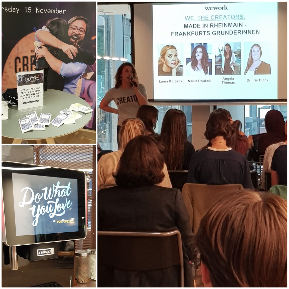 birgitosterholt's tweet photo. Do what you love! Coole Frankfurter Gründerinnen haben heute über ihre Geschichte, über Hindernisse und ihren Business-Alltag berichtet. Danke an den Coworking Space @WeWork Goetheplatz Frankfurt. Es hat Spaß gemacht! https://t.co/d1pVljqYth